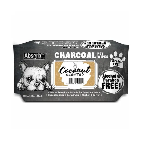 Absorb Plus Charcoal Pet Wipes Coconut 3 Absorb Plus Charcoal Pet Wipes Coconut