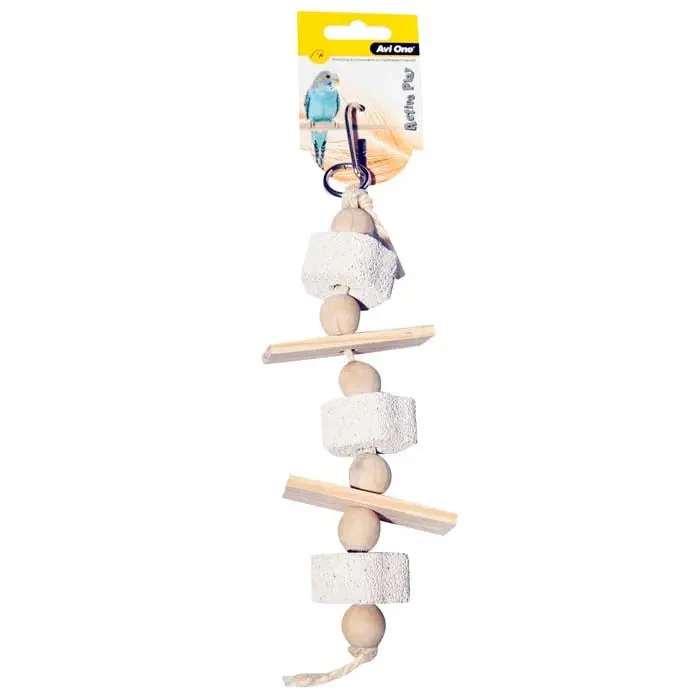 Avi One Bird Toy Wooden Blocks With Pumice & Rope 3 Avi One Bird Toy Wooden Blocks With Pumice & Rope