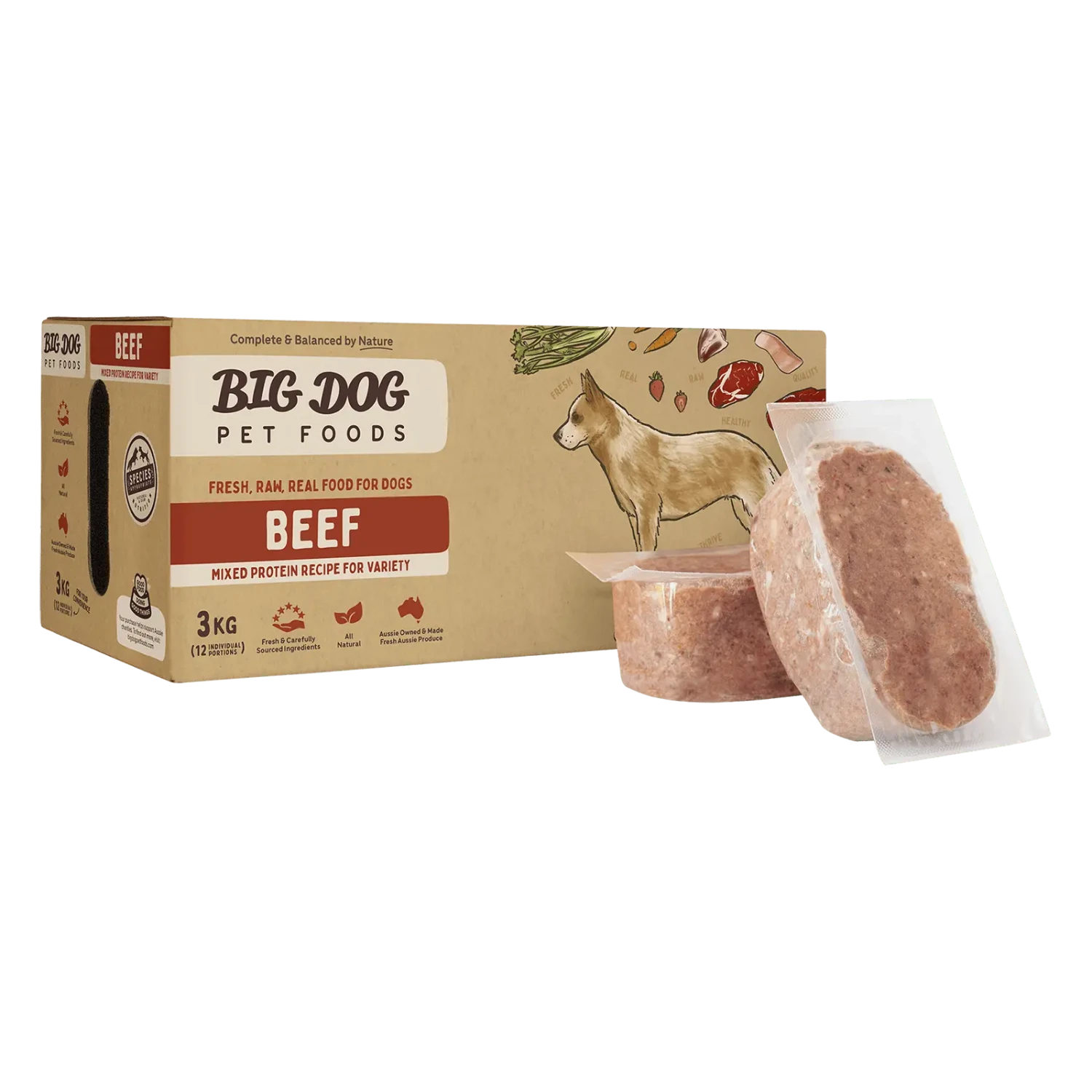 Big Dog Raw Dog Food Beef 3kg 12pk 3 Big Dog Raw Dog Food Beef 3kg 12pk