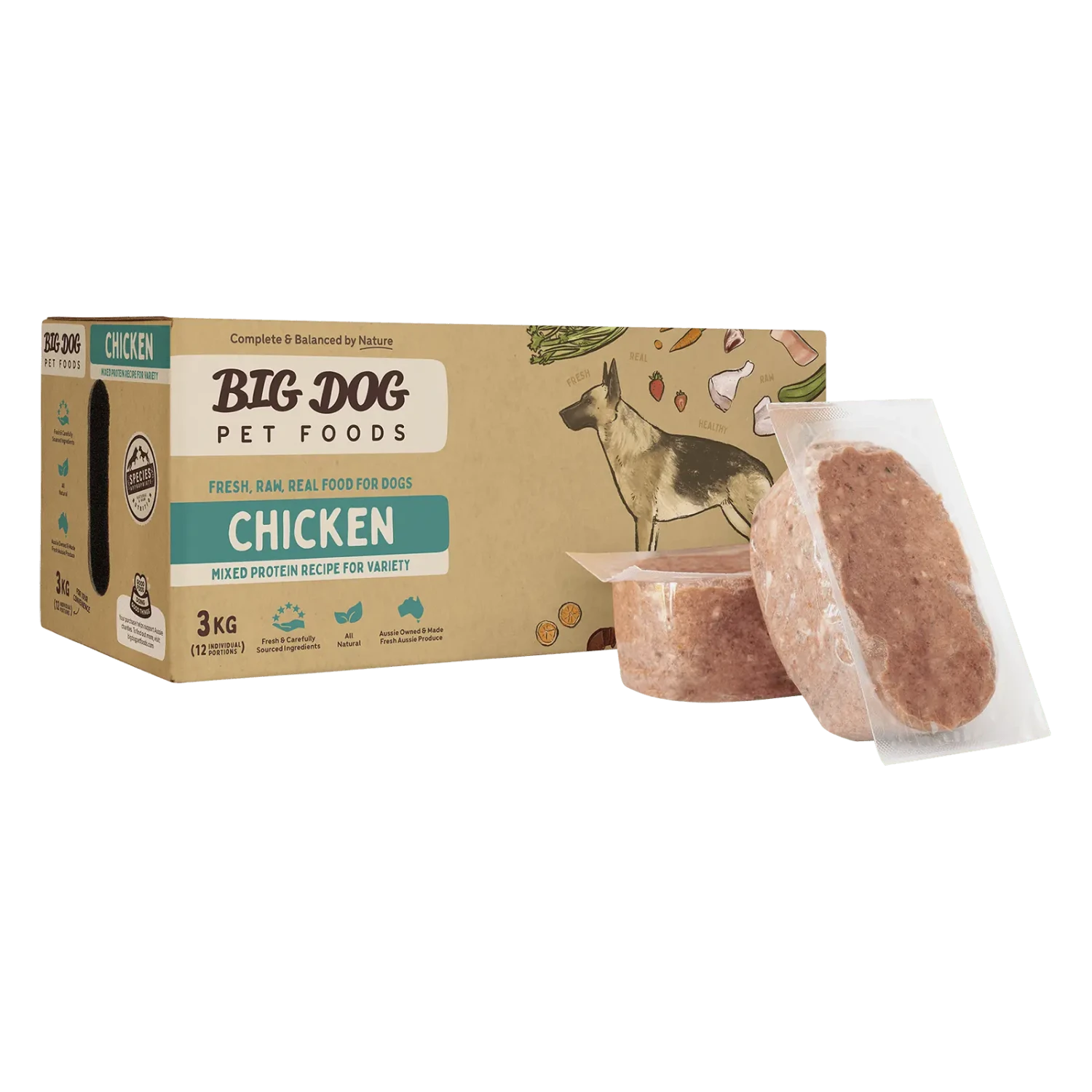 Big Dog Raw Dog Food Chicken 3kg 12pk 3 Big Dog Raw Dog Food Chicken 3kg 12pk