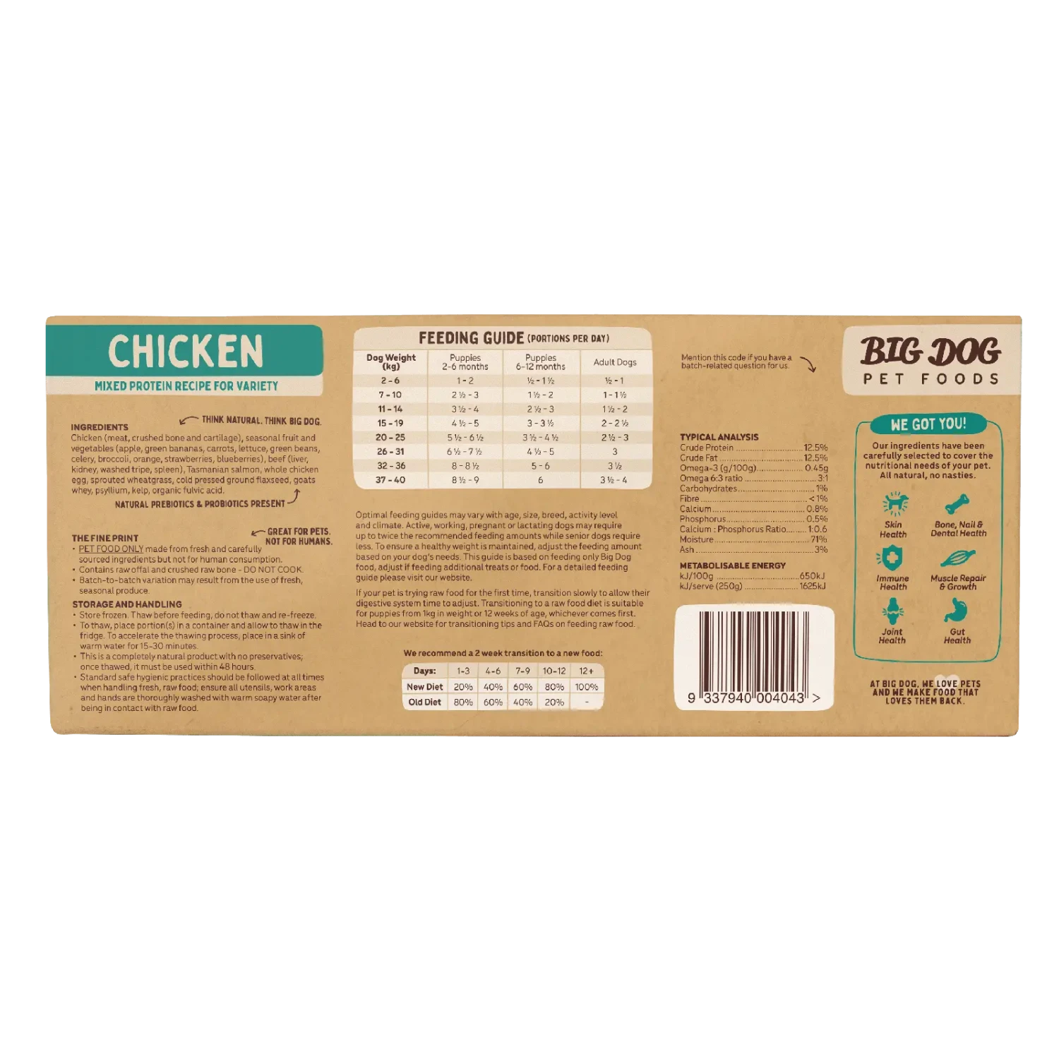 Big Dog Raw Dog Food Chicken 3kg 12pk 4 Big Dog Raw Dog Food Chicken 3kg 12pk - Image 2