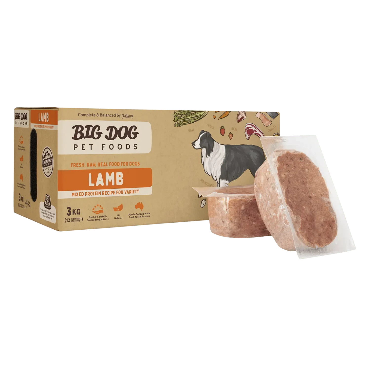 Big Dog Raw Dog Food Lamb 3kg 12pk 3 Big Dog Raw Dog Food Lamb 3kg 12pk