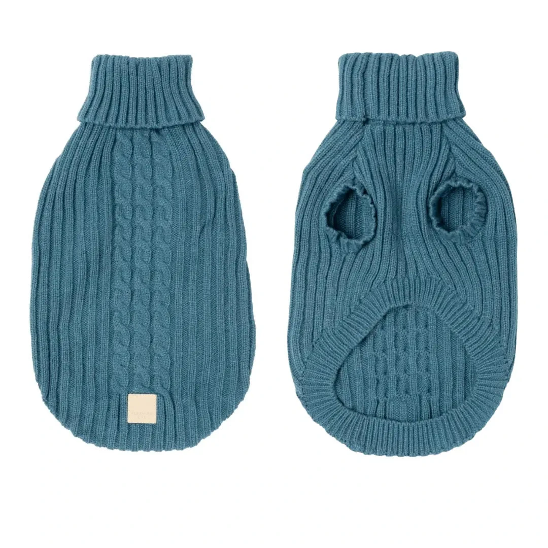 Fuzzyard Life Knitted Dog Coat - French Blue 3 Fuzzyard Life Knitted Dog Coat - French Blue