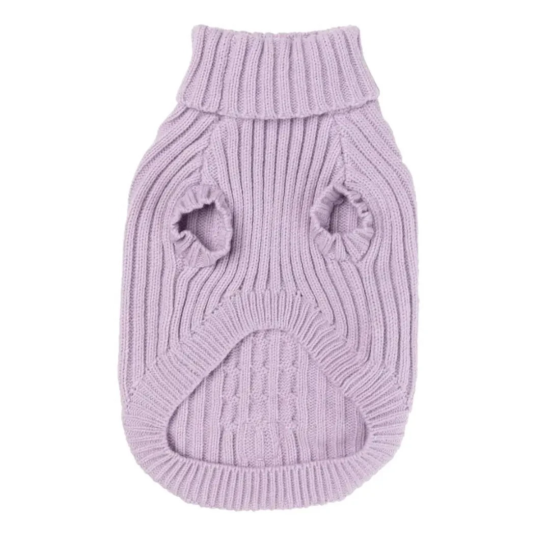 Fuzzyard Life Knitted Dog Coat - Lilac 4 Fuzzyard Life Knitted Dog Coat - Lilac - Image 2