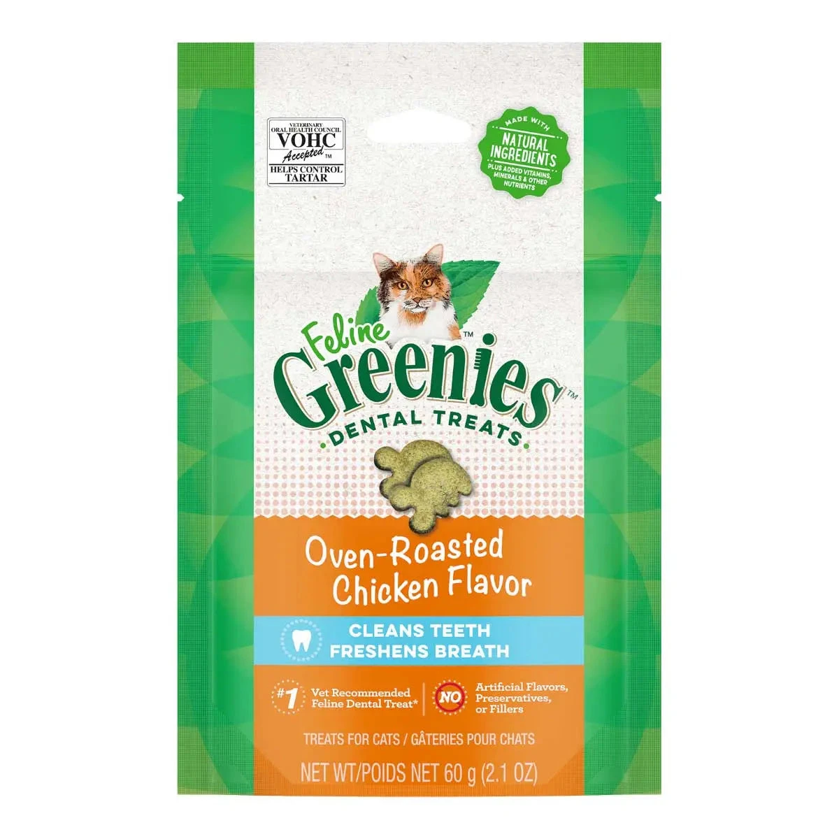 Greenies Dental Oven-Roasted Chicken Cat Treats 3 Greenies Dental Oven-Roasted Chicken Cat Treats