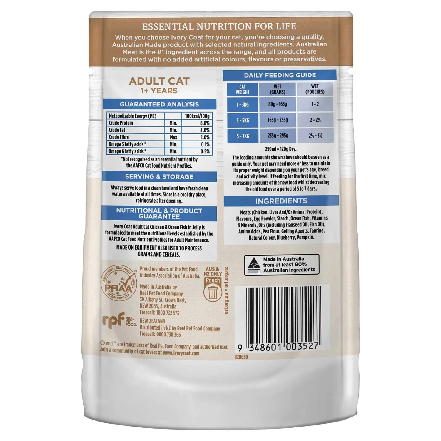 Ivory Coat Cat Food Pouch Adult Chicken & Ocean Fish In Jelly 4 Ivory Coat Cat Food Pouch Adult Chicken & Ocean Fish In Jelly - Image 2