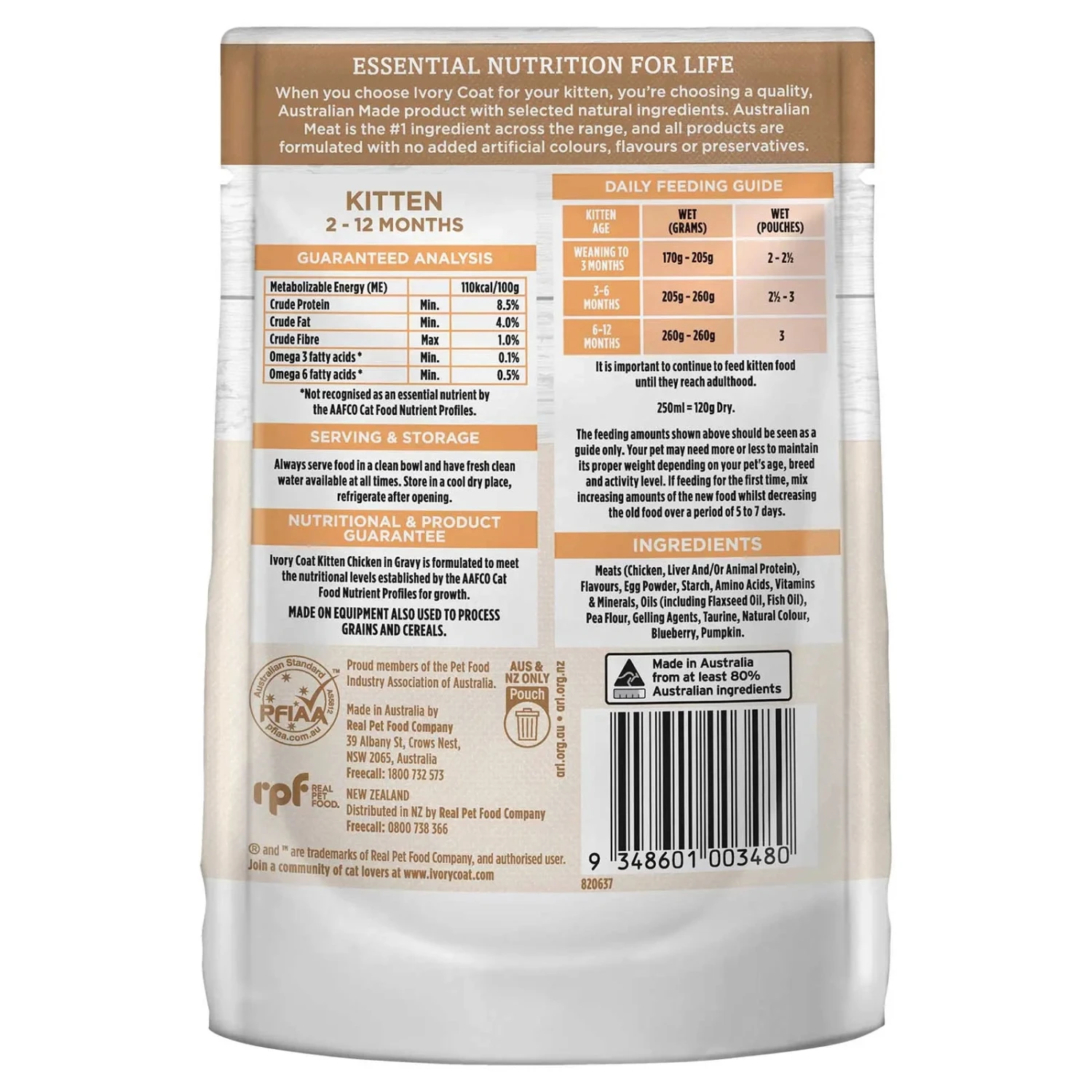 Ivory Coat Cat Food Pouch Kitten Chicken In Gravy 4 Ivory Coat Cat Food Pouch Kitten Chicken In Gravy - Image 2