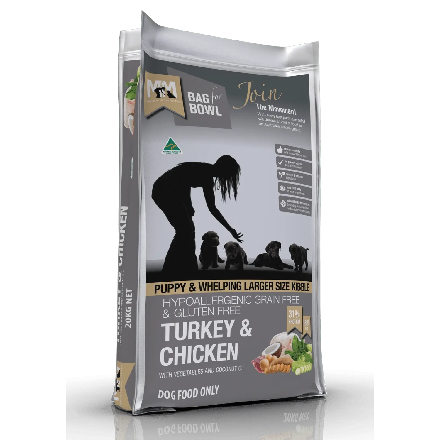 Meals For Mutts Grain Free Dog Food Puppy Large Kibble Turkey & Chicken 3 Meals For Mutts Grain Free Dog Food Puppy Large Kibble Turkey & Chicken