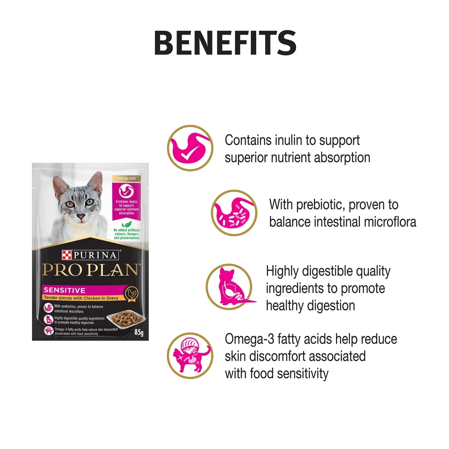 Pro Plan Cat Food Pouch Adult Sensitive Chicken & Gravy 6 Pro Plan Cat Food Pouch Adult Sensitive Chicken & Gravy - Image 4