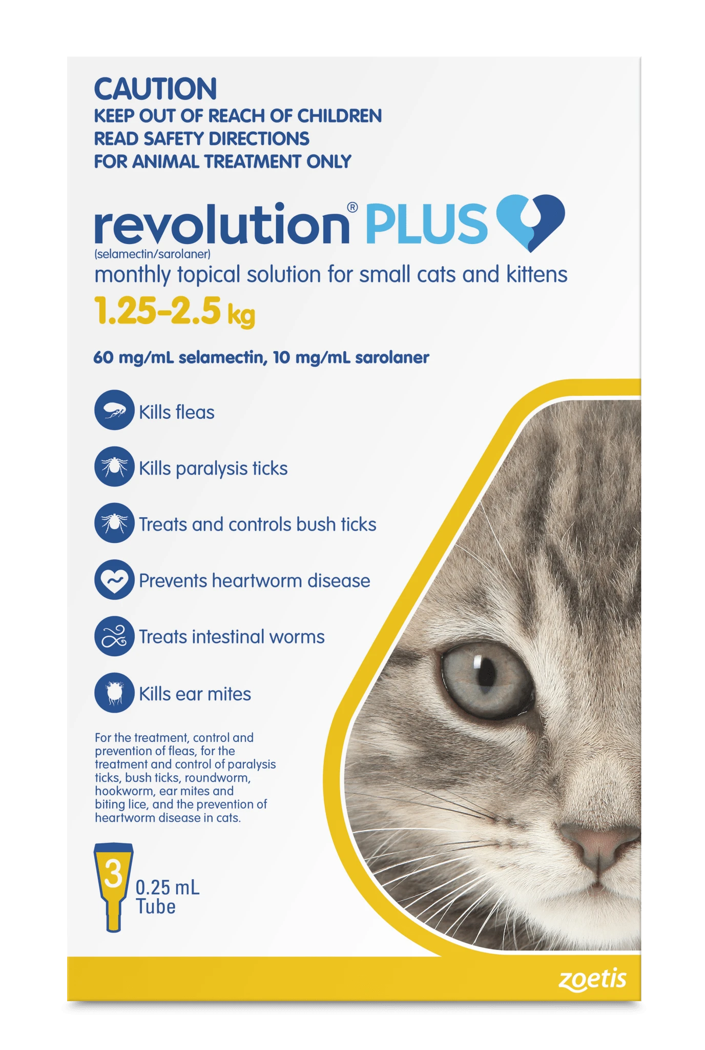 Revolution Plus For Cats 1pk - 1.25 - 2.5kg 3 Revolution Plus For Cats 1pk - 1.25 - 2.5kg