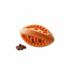 Ruff Play Dental Dog Toy Treat Rugby Ball
